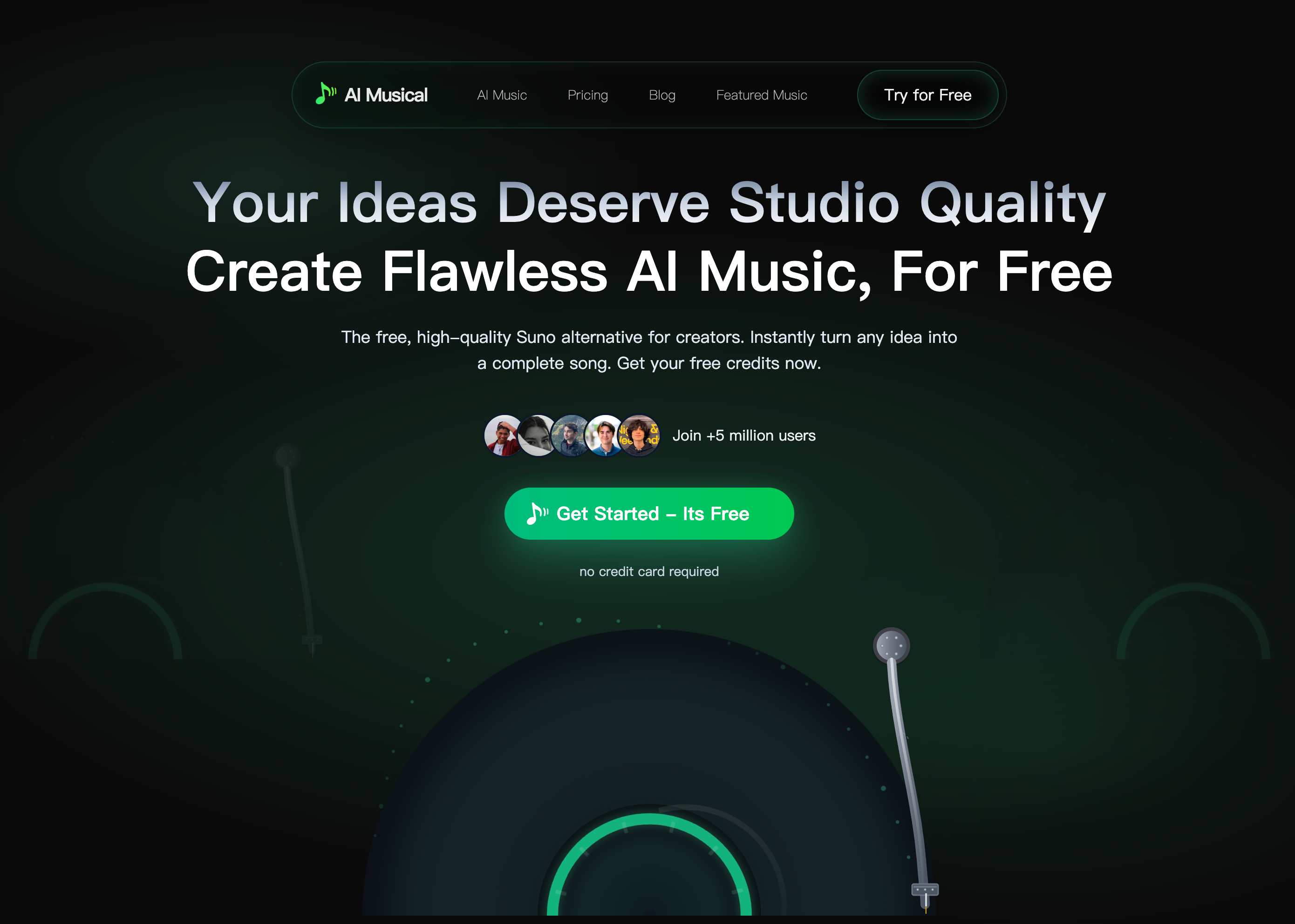 Homepage screenshot of sunoaimusical.com